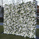 Aperturee - Aperturee Elegant Faux White Floral Bridal Shower Backdrop